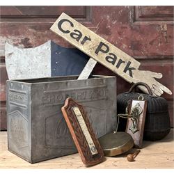 Vintage Walls ice cream container, (W43cm) together with a painted carpark finger board, a...