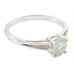 18ct white gold single stone oval cut Paraiba tourmaline ring, hallmarked, tourmaline approx 0.55 carat