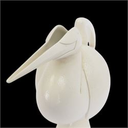 Anthony Theakston (British B.1965): White salt-glazed stylised heron jug, H37.5cm