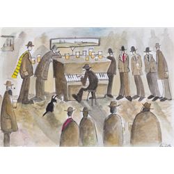 Lucy Collins (British Contemporary): 'Play It Again!', watercolour signed, titled verso 22cm x 32cm