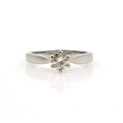  White gold single stone round brilliant cut diamond ring hallmarked 18ct approx 0.35 carat  