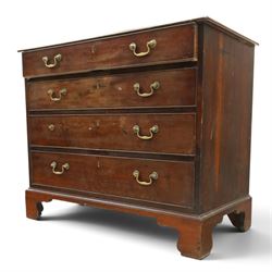 George III straight front mahogany chest, fitted with four graduating drawers with cockbeaded edges, raised on bracket feet