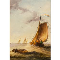 Ronald Cavalla (British 1940-): Dutch Fishing Vessels, pair of oils on board signed 8.5cm x 12.5cm and 12.5cm x 8.5cm (2)