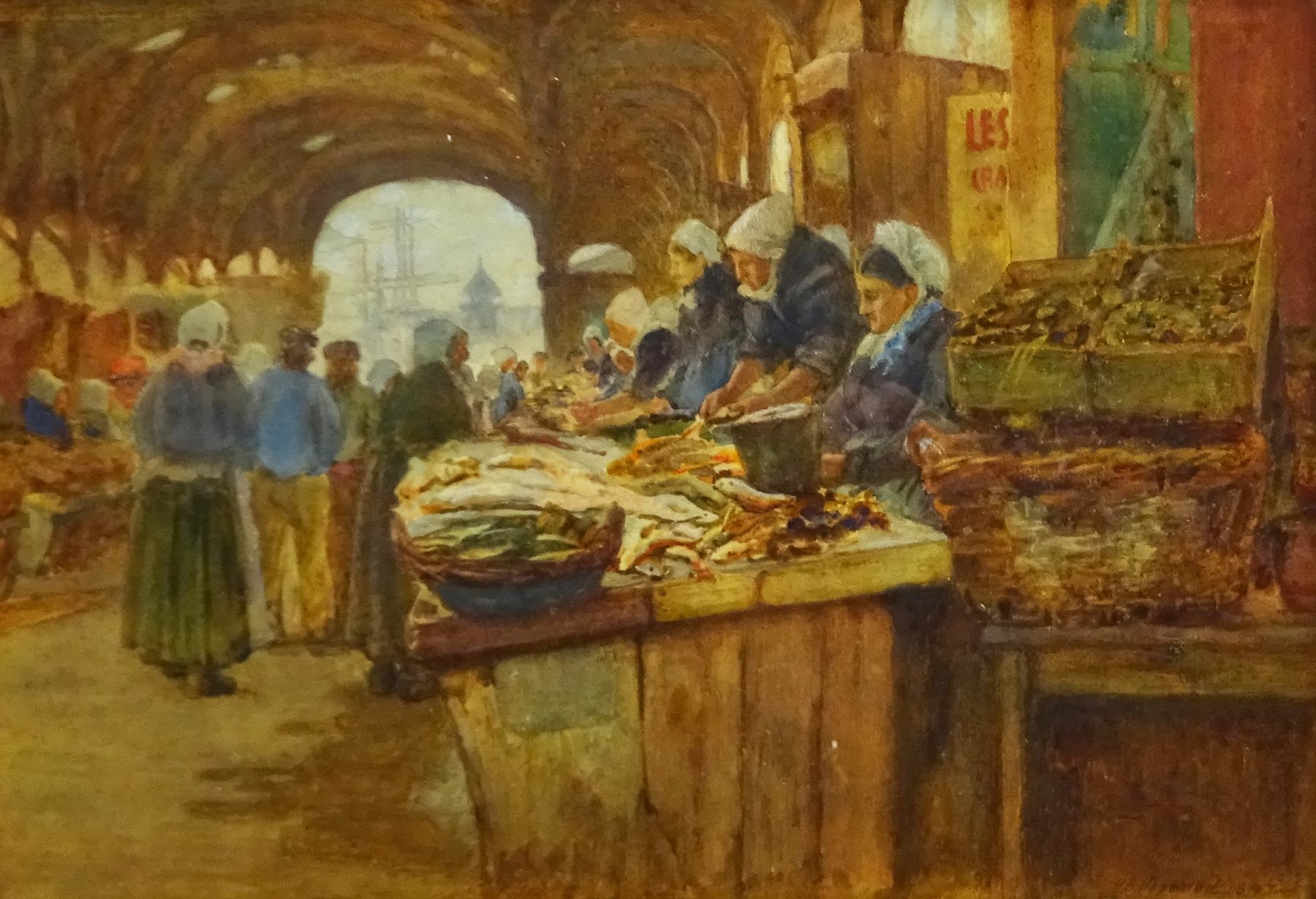 Henry Silkstone Hopwood (Staithes Group 1860-1914): 'Old Market Dieppe', watercolour signed and dated 1897, titled verso 24cm x 35cm