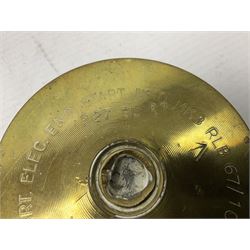 Four post-WW2 'silver' medallions of Adolf Hitler/German interest, two depicting Von Hindenburg also; and pair of 1960s trench art shell case bases as ashtrays mounted with Libyan Five Milliemes coins as cigarette rests (6)