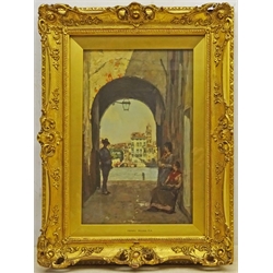  Henry Woods RA (British 1846-1921): Venice through an Archway, oil on canvas signed 38cm x 25cm  