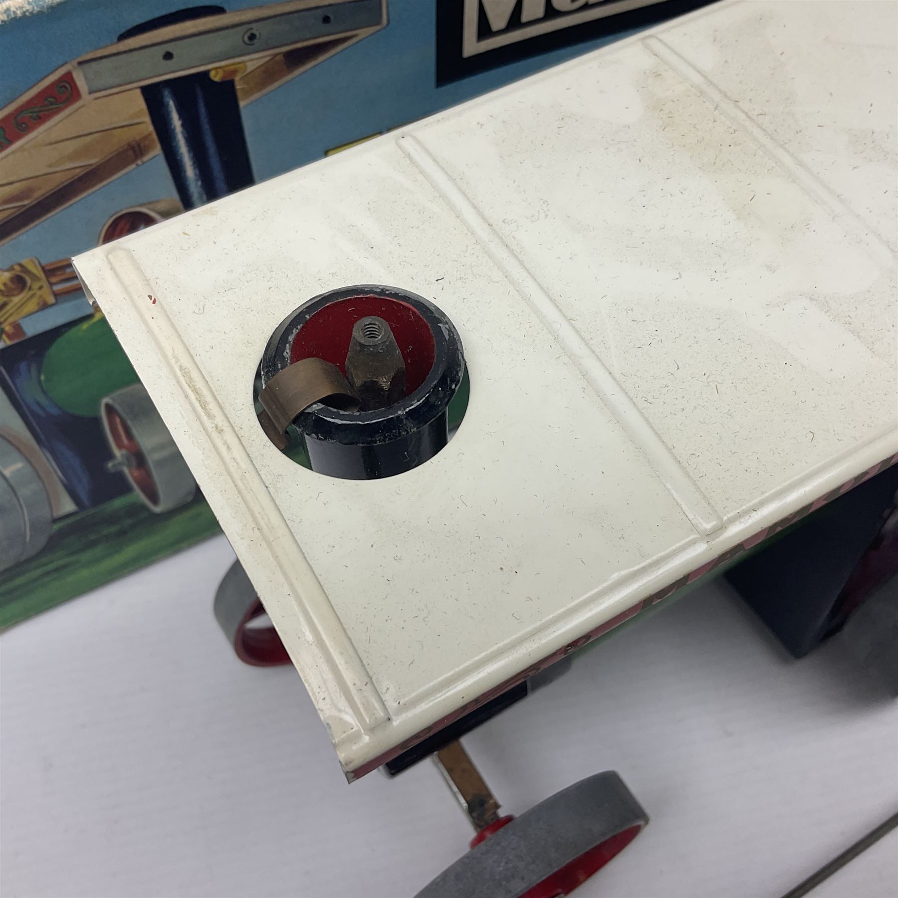 Mamod TE1A live steam traction engine with burner, scuttle and steering rod; boxed