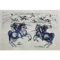 Salvador Dali (Spanish 1904-1989): 'Combat des Cavaliers', etching and aquatint signed in the plate 22cm x 33cm
