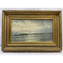 William Trost Richards (USA 1833-1905): Waves Breaking on the shore, oil on board signed 22cm x 40cm