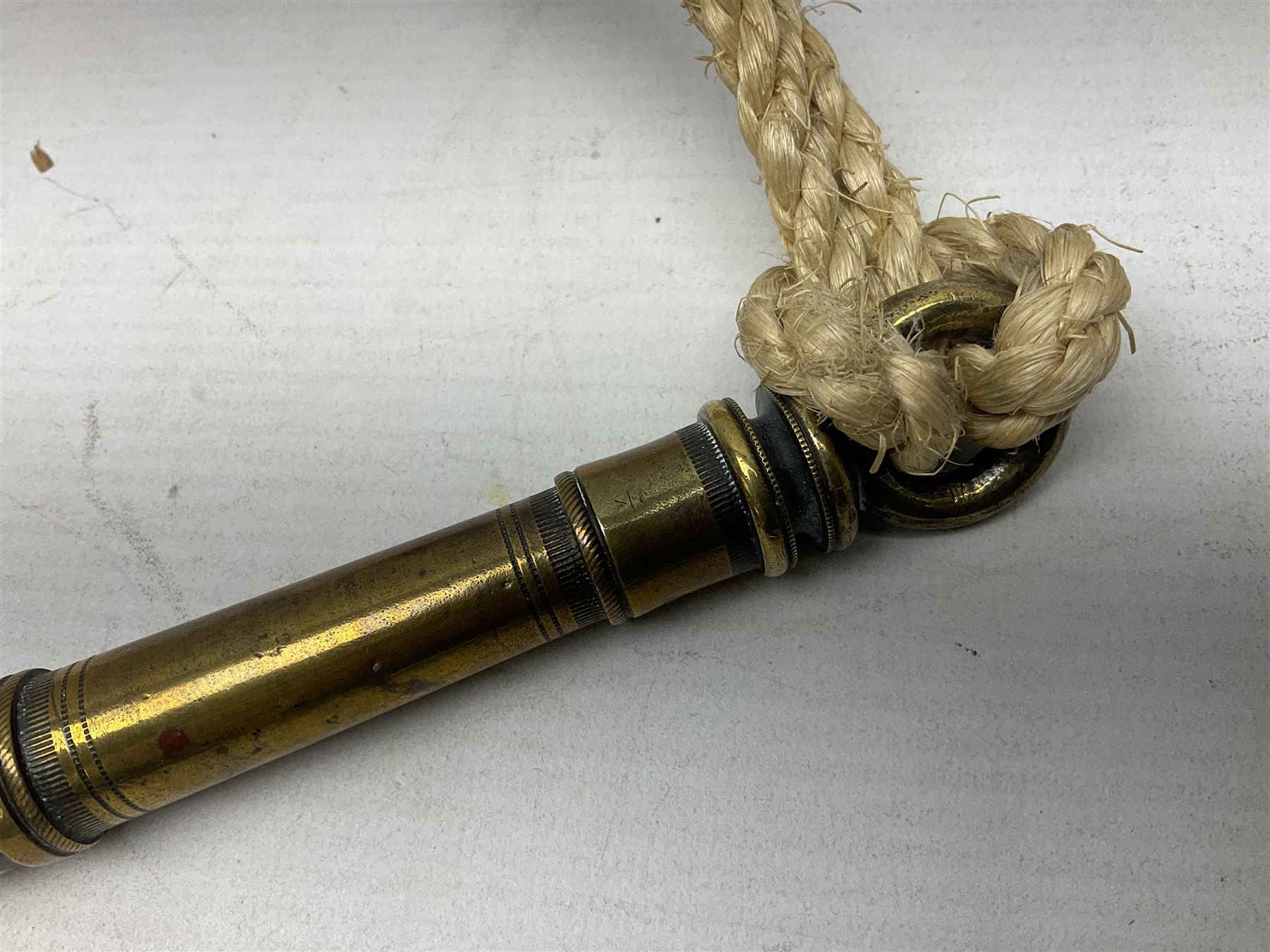19th Century tipstaff, with brass finial and hardwood handle, L48cm