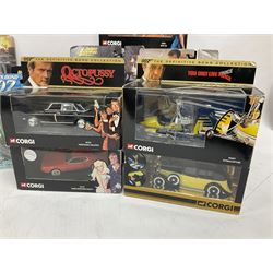 Corgi - The Definitive Bond Collection and The Director's Cut - nine die-cast vehicles from You Only Live Twice, Goldfinger, For Your Eyes Only, Diamonds Are Forever etc; Corgi Classics Moonraker Shuttle and Lotus Esprit; two other Corgi James Bond packs; Carrera Die Another Day Aston Martin V12 Vanquish; nine Johnny Lightning carded James Bond vehicles; Dragon carded Wai Lin figure; and three Fabbri tanks; all boxed/packaged (27)