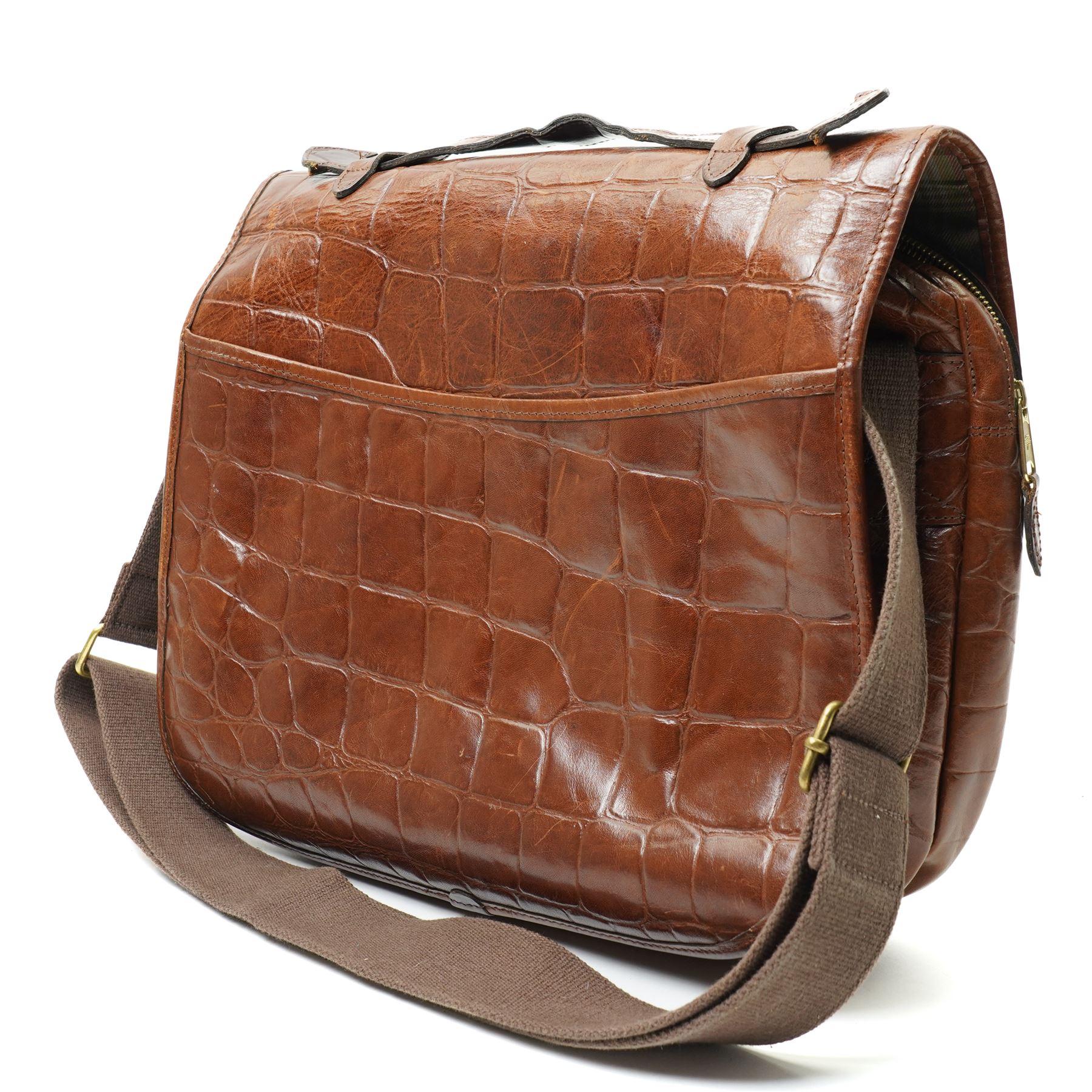 Mulberry brown Congo leather cross-body satchel / briefcase, with long adjustable strap, serial no. 723372, W37cm approx