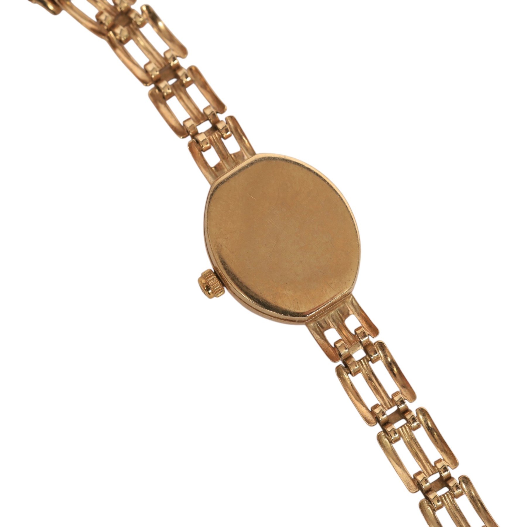 Sovereign ladies 9ct gold quartz watch, on integral 9ct gold bracelet, hallmarked, with additional links
