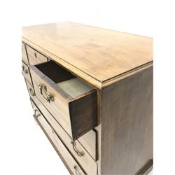 Georgian mahogany chest, three short and three long cockbeaded drawers, shaped bracket supports