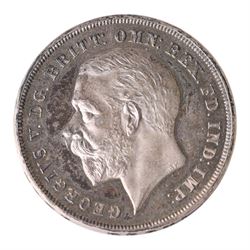 King George V 1935 'Rocking Horse' silver proof one crown coin, with raised edge lettering