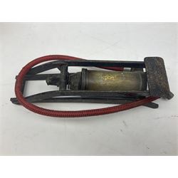 Bugatti cast iron sign with a red background, Shell Oil cast iron sign with gold background, together with Land Rover oil can, motorist warning lamp & torch tool kit and other motoring items 