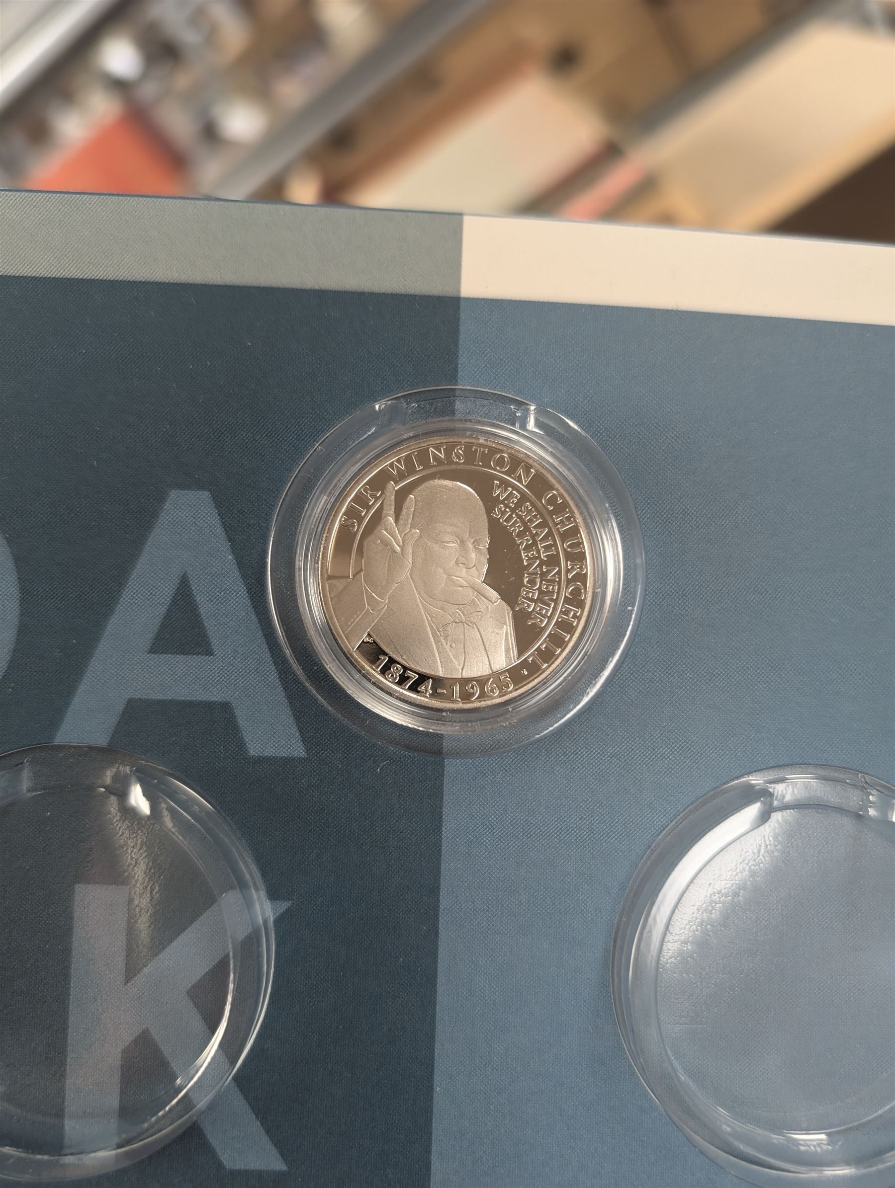 Brooke barometer, Hull pay phone sign, inkwell, Churchill coin, etc 