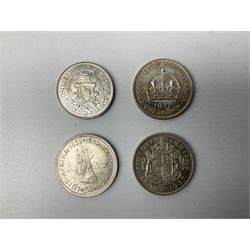 King George VI Great British 1937 crown coin, Commonwealth Australia 1937 crown, South Africa 1952 five shillings, Queen Elizabeth II Bermuda 1964 crown and a Maria Theresa restrike thaler (5)