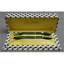  Writing Instruments - Conway Stewart Dinkie set of two fountain pen with '14ct' gold nib and matching propelling pencil, boxed (2)  