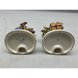 Seven Goebel Hummel figures, comprising Chimney Sweep 12/I, Apple Tree Girl 14/I, Apple Tree Boy,  Little Goat Herder 200/I, Surprise 94 3/0, Signs of Spring 203/20 and Wayside Harmony 111/30, tallest H15cm