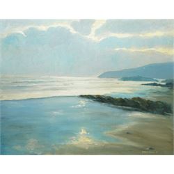 William Burns (British 1923-2010): 'Evening - Devon Coast, oil on board signed and dated '...