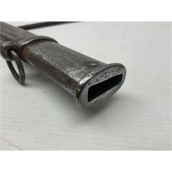 19th century French 1822 Pattern Light Cavalry trooper's sword with 88.5cm slightly curving fullered blade, brass three-bar hilt and wire-bound leather grip; in polished steel scabbard with two suspension rings L110.5cm overall