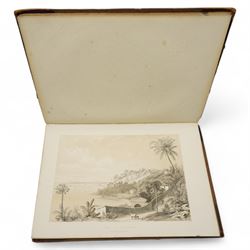 Sir William Gore Ouseley (British 1797-1866): 'Views in South America, from original drawings made in Brazil the River Plate, the Parana, &c', folio containing twenty six (26) tinted lithograph plates with lithographed titled and plan, dedication to Prince Albert with list of plates on verso, pub. London: Thomas McLean 1852, bound in oxblood leather and brown cloth
