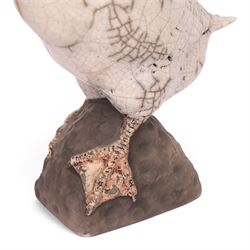 Lawson E. Rudge (b. 1936), raku fired studio pottery sculpture of a goose, H31cm