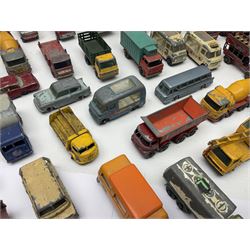 Lesney - approximately forty nine unboxed and playworn die-cast models of various scales with examples from the ‘Matchbox Series’ such as Mercedes Truck No.1, Mercedes Benz ‘Binz’ Ambulance No.2, Stake Truck No.4 etc; further models to include ‘Models of Yesteryear’ 1910 Benz Limousine Y-3, Bedford 7 1/2 Ton Tipper Van No.2, Ford Anglia No. 7 etc 