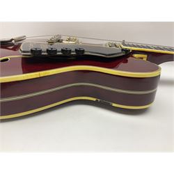 American Gretsch Super Chet semi-acoustic guitar, 1960s/70s, with 'pots' on scratch plate, serial no.5 2071, L111cm overall;  in original hard carrying case  