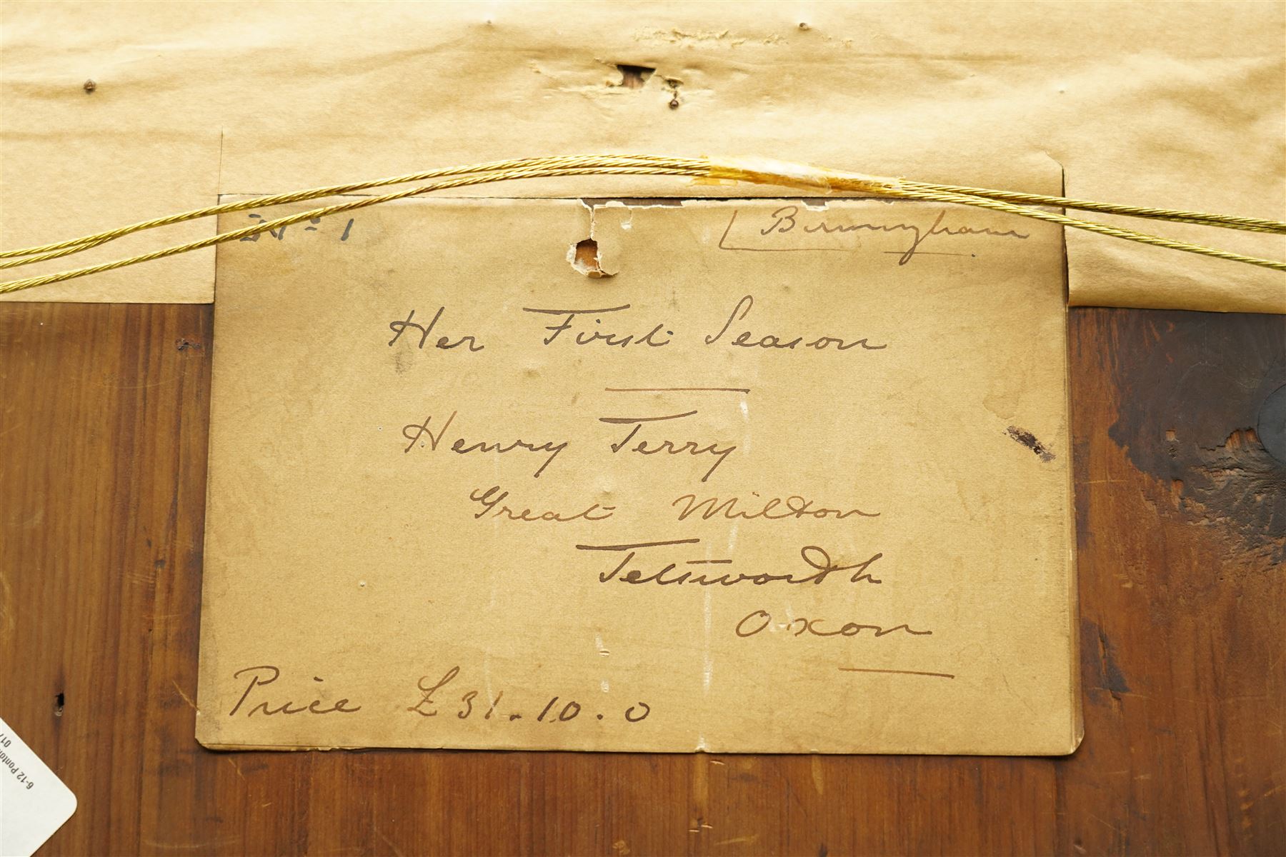 Henry M Terry (British fl.1879-1920): 'Her First Season' Portrait of a Seated Victorian Lady Holding a Fan, watercolour signed and dated 1884, titled and inscribed on artist's address label verso 67cm x 50cm
Provenance: exh. Christopher Wood Gallery; purchased Phillips 1996 for £3700