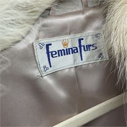 Silver fox fur ladies short jacket, silk lined, makers label for Femina Furs