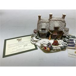 Ten Lilliput Lane winter (snowed) cottages, to include Yuletide Inn, The Christmas Present and Kerry Lodge, all boxed with deeds