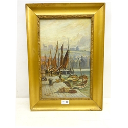  John C Syer (British 1844-1912): Tin Ghaut and Dock End Whitby, pair oils on canvas signed 40cm x 25cm (2)  