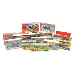 Eight Airfix plastic model kits of aircraft including James Bond Autogyro, Vickers Armstrong Wellington, Buccaneer, Tiger Moth, Spitfire VB, H.S. Trident 1C etc; four Revell model kits including Sea Harrier, Tornado, Spitfire etc; and an empty Airfix Bristol Fighter box (13)