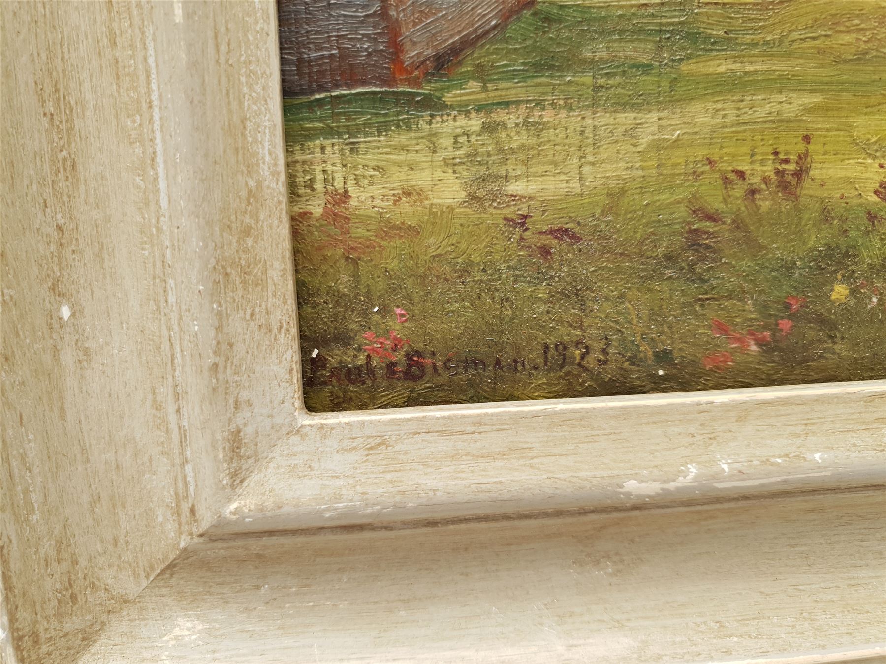 Paule Bisman (Belgian 1897-1973): Franc-Waret Castle, pair oils on panel signed and dated 1923, titled verso 26cm x 20cm