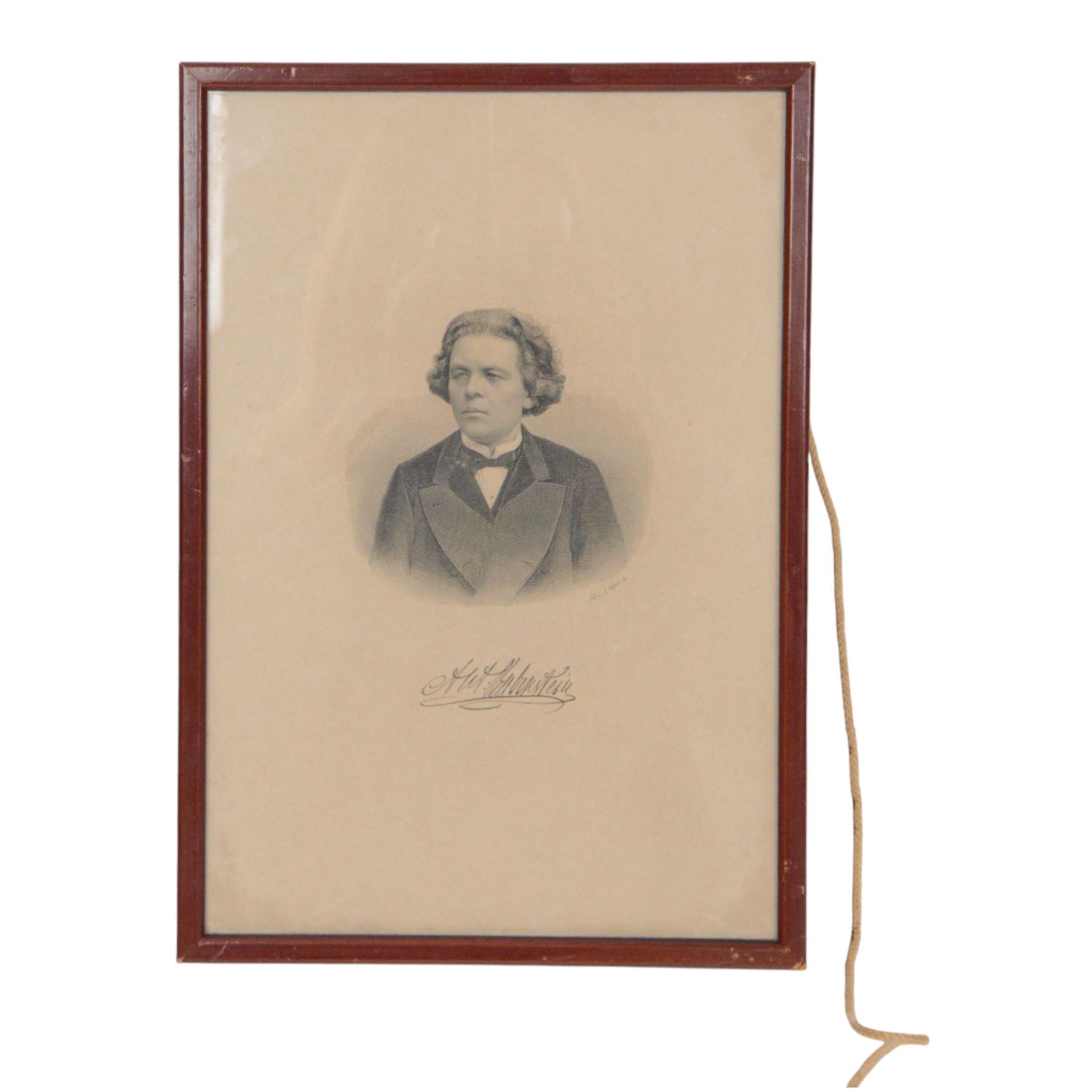 Signed 19th century programme for the Second Recital 'Variations' by Russian pianist Anton Rubinstein, performed Wednesday May 10th 1876, one of five recitals performed that year by the keyboard virtuoso at St James' Hall London after a long absence from England, the programme signed down the right side 'all right' with Anton Rubinstein's signature beneath, together with a portrait engraving of Rubinstein, also signed beneath, within matching frames, frame H30cm