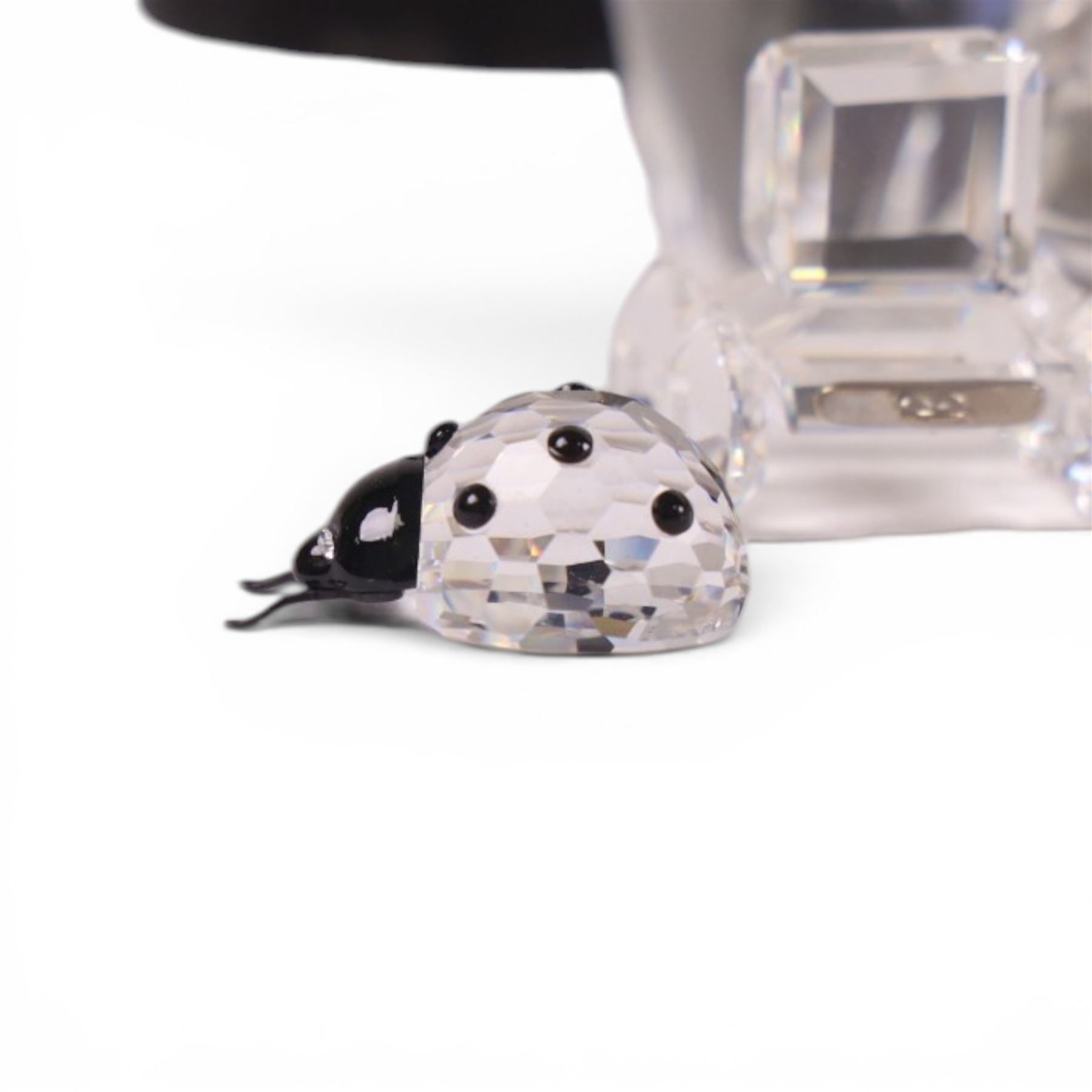 Collection of Swarovski crystal ornaments including train set, paperweight, towered building and many animal figurines, mostly in original boxes