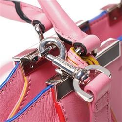 Fendi - ‘3Jours’ Mini Bag, from the Resort 2016 collection, in Wanita pink calfskin leather with blue, red and lime green trimming and silver-tone hardware, with twin top handles and detachable shoulder or crossbody strap, unused with original dust bag
