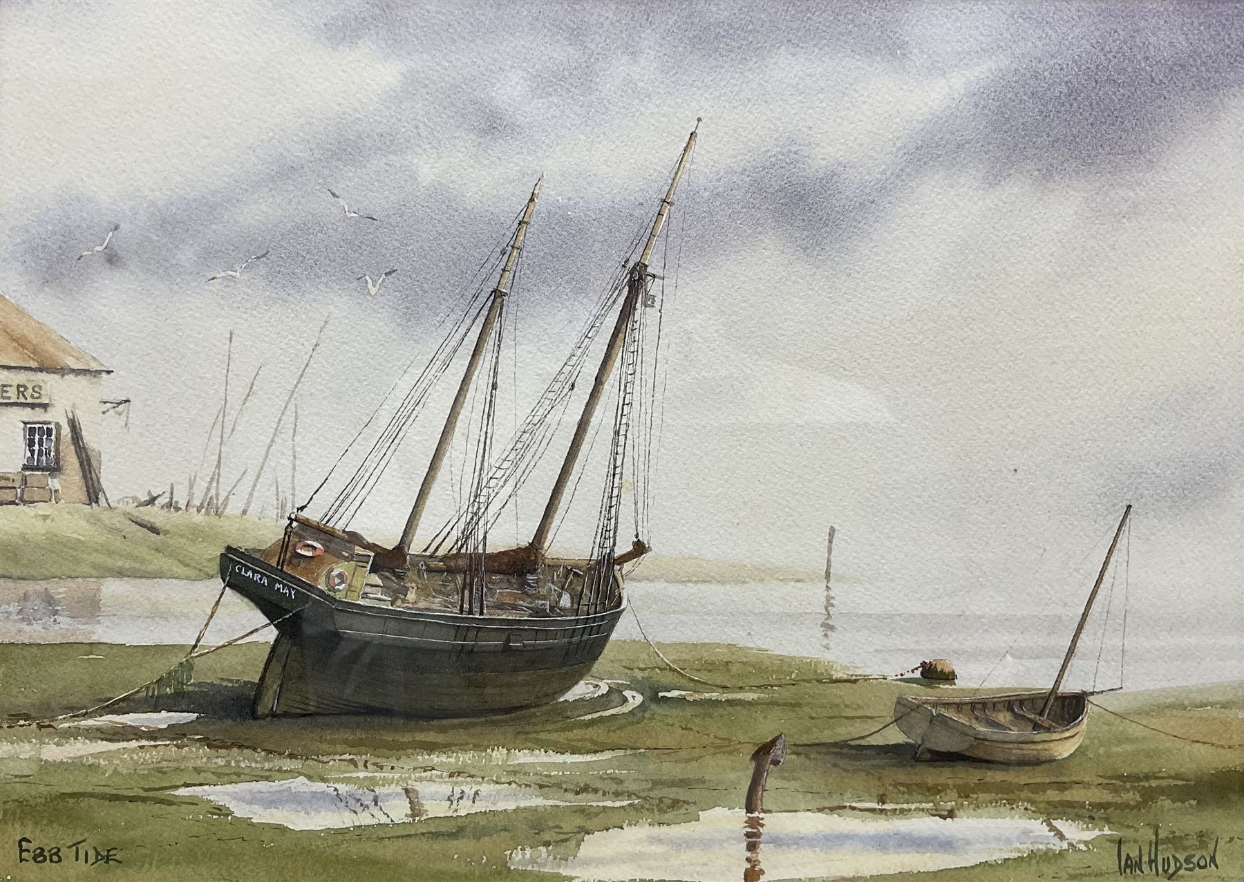 Ian Hudson (20th century): 'Ebb Tide', watercolour signed and titled 24cm x 34cm