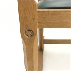 'Foxman' oak rocking chair, arched cresting rail over carved and pierced lattice splat, by Malcolm Pipes of Carlton Husthwaite, Thirsk, W55cm, H108cm, D76cm