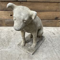 Cast stone garden figure of a Jack Russell terrier