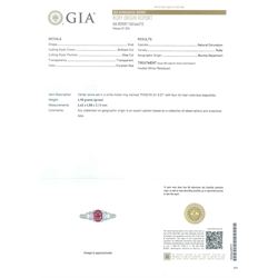 Platinum five stone oval cut Burmese ruby and baguette cut diamond ring, engraved 'PT900 R1.01 0.31', with GIA report