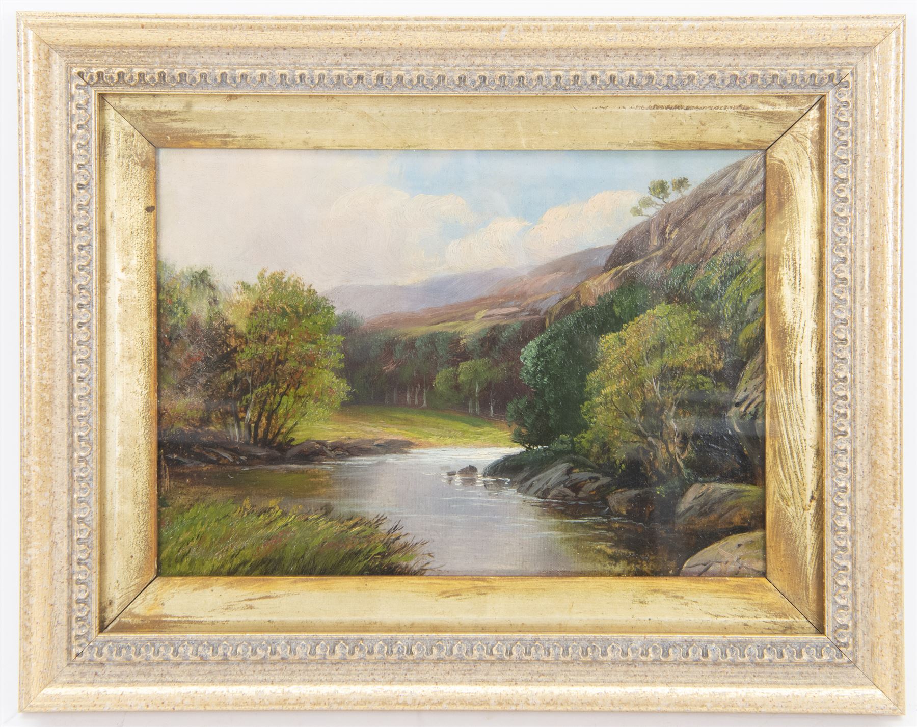 Walter Linsley Meegan (British c1860-1944): Waterfall and River Landscapes, pair oils on canvas signed 24cm x 34cm (2)