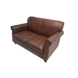 Laura Ashley - 'Exmoor' two seat sofa, upholstered in tan leather