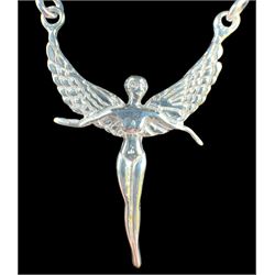 Silver guardian angel pendant necklace, boxed