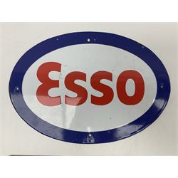 Enamelled Esso advertising type sign together with a Minnesota number plate, Esso H23cm