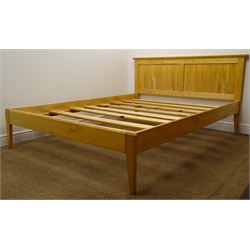  John Lewis king size light beech bedstead (W165cm, H97cm, L215cm) with a pair of matching three drawer bedside chests (W47cm, H71cm, D42cm)  