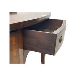 Early 19th century inlaid mahogany bow-fronted sideboard, the top inlaid with satinwood band, fitted with two cupboards and single drawer, on square tapering supports with spade feet 