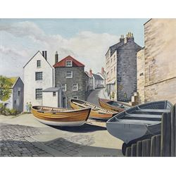 P McH**** (20th century): 'Robin Hoods Bay, oil on panel signed with initials titled and dated 1984, 39cm x 49cm